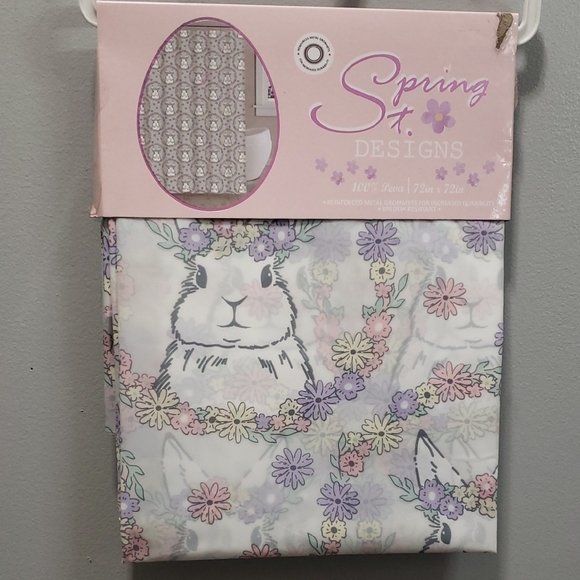 Spring St. Designs NWT Floral Bunny Multicolor Shower Curtain/Liner - Picture 1 of 6